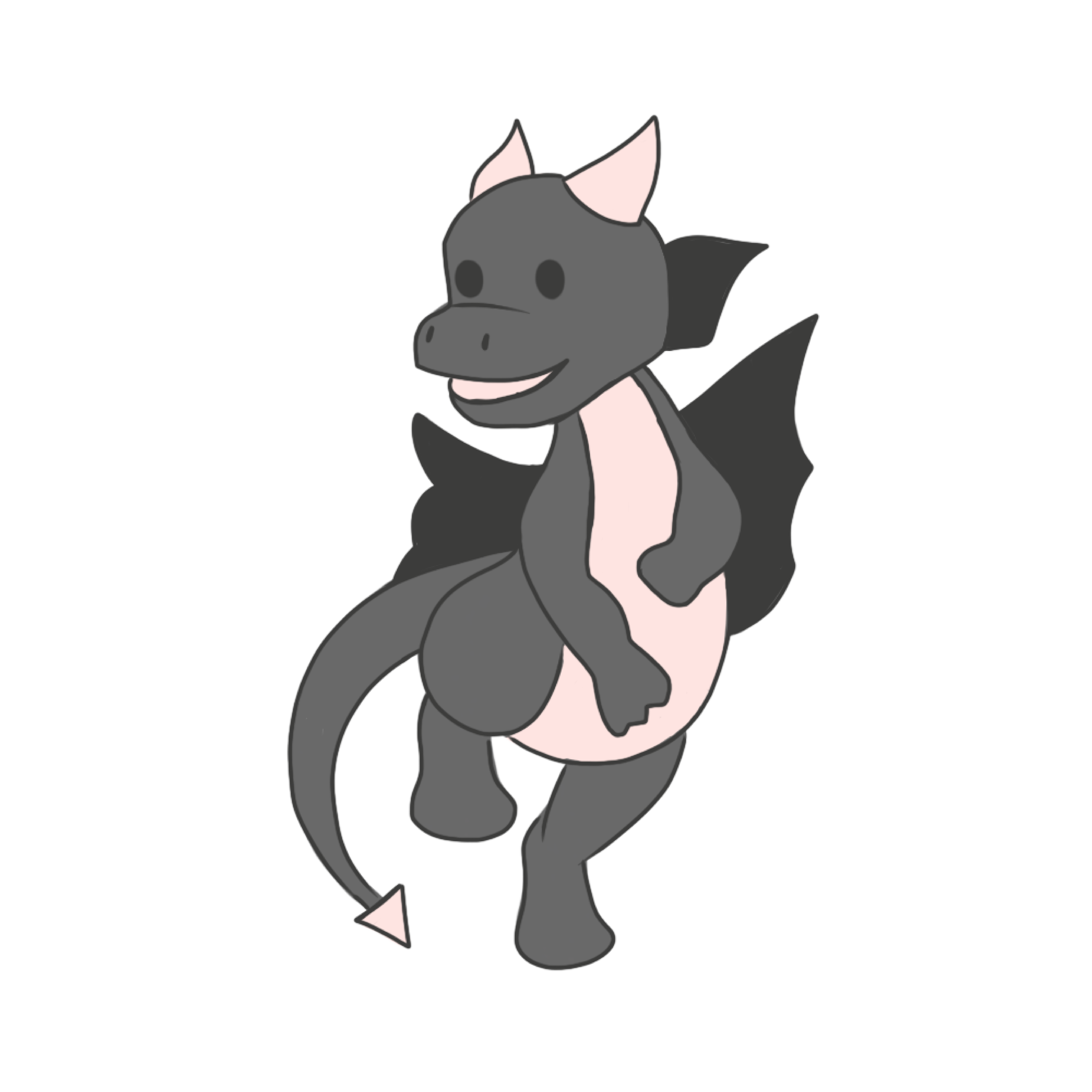 Petit dragon dansant rose clair et gris