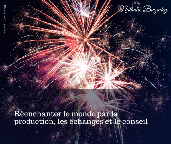Affiche avec le titre de l'article et des feux d'artifice roses