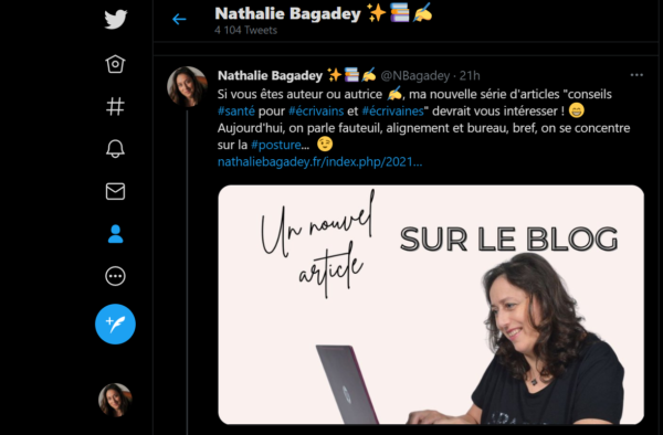 Profil Twitter NBagadey sur fond noir