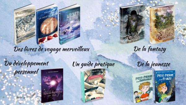 Bandeau Facebook avec tous les livres de Nathalie Bagadey actuellement sur le marché