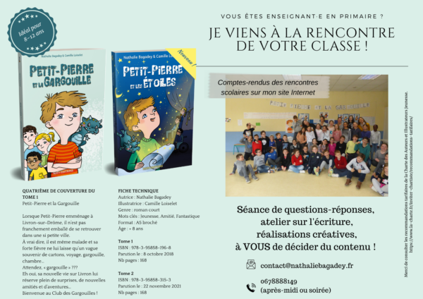 Plaquette présentant les interventions scolaires de Nathalie Bagadey