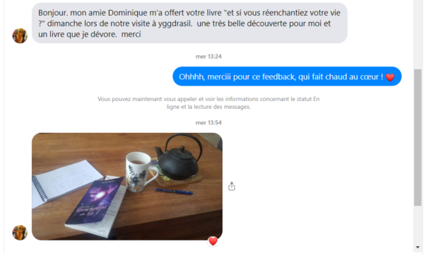 capture d'écran conversation Messenger avec Peggy