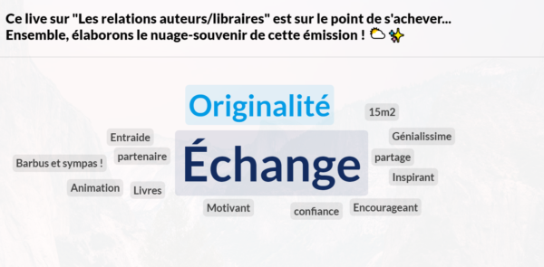 Mots revenant le plus dans le nuage de mots : échange originalité