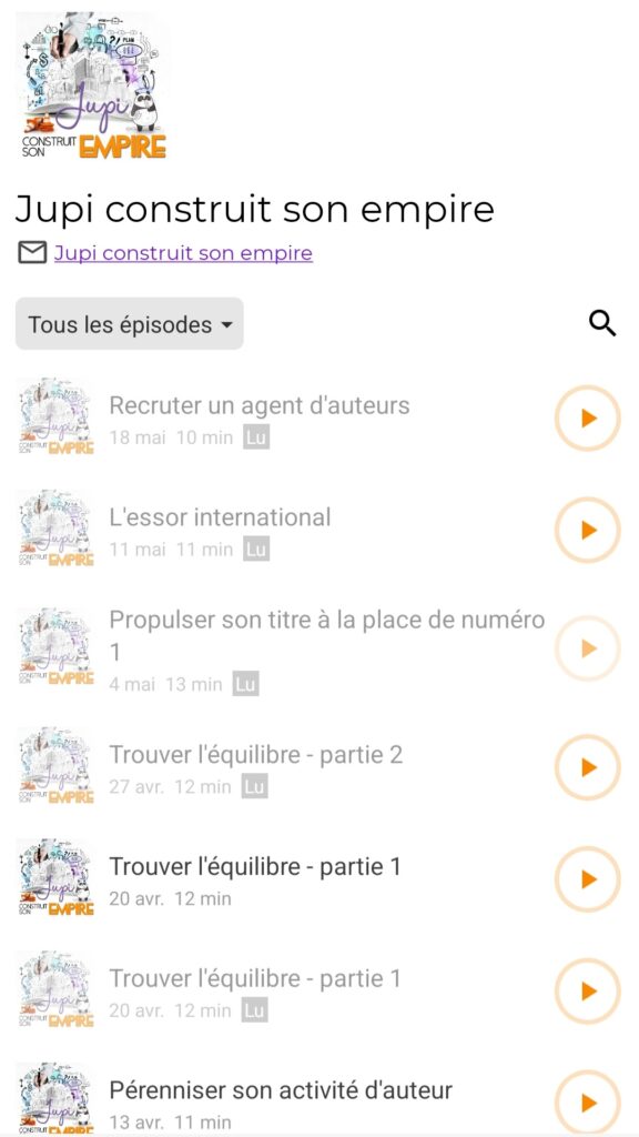 Sommaire podcast Jupiter Phaeton