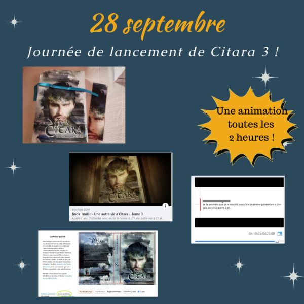 Image présentant diverses animations prévues pour le 28 septembre : vidéos, goodies, coquilles, réactions....