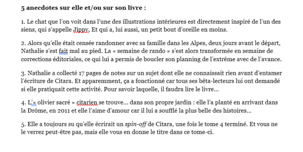 Capture d'écran des anecdotes du kit media