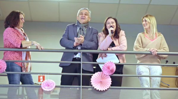Photo tirée de la vidéo de JPGaillard, montrant, de gauche à droite, Nathalie Mantonnier, Francis Fayard, Nathalie Bagadey et Virginie Blanchard.