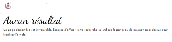 Capture d'écran d'une page indiquant "Aucun résultat"
