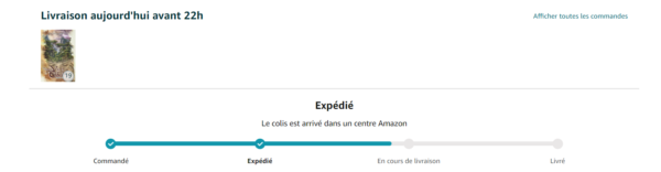 Capture d'écran indiquant une livraison Amazon le jour même