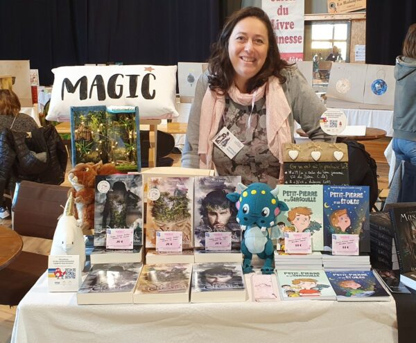 Nathalie Bagadey sur son stand 